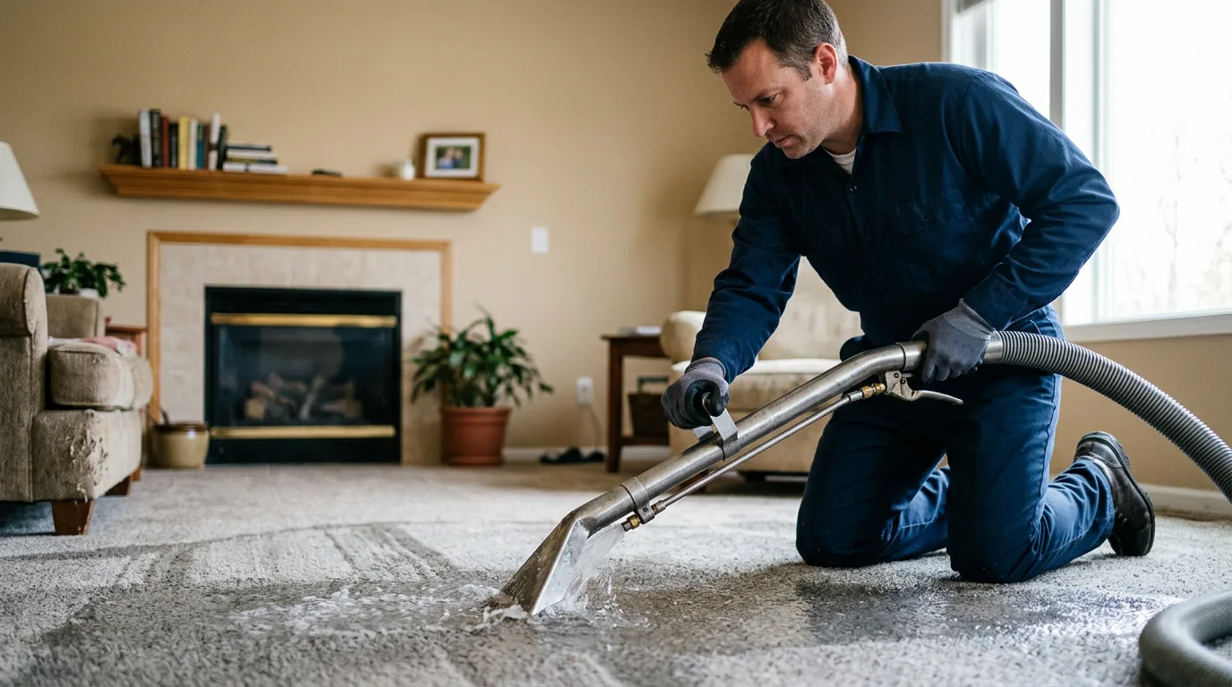 Water damage restoration technician working near Novi, MI